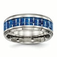 thumbnail image 1 of Titanium Polished Blue/White Carbon Fiber Inlay Ring, 1 of 8