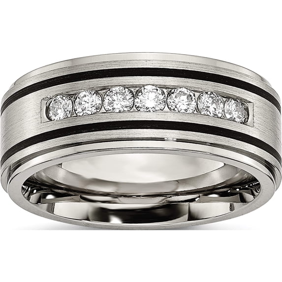Titanium Polished/Brushed Enameled 1/2Ct Tw. Diamond 9mm Band (Size 10) Made In China tb438a-10
