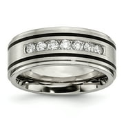 JEWELRYPOT Titanium Polished/Brushed Enameled 1/2ct tw. Diamond 9mm Band