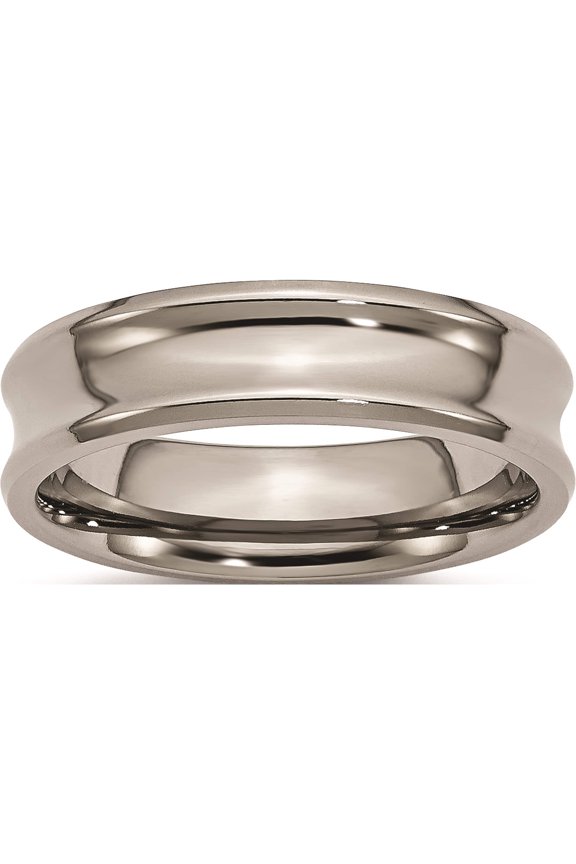 Titanium Titanium Polished Concave 6mm Beveled Edge Band