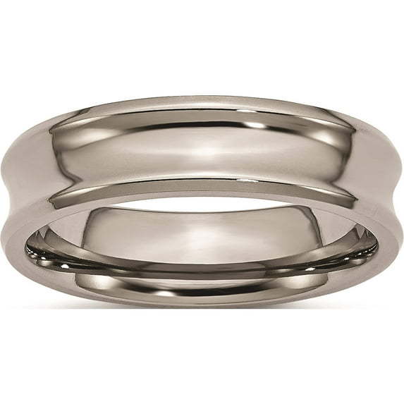 Titanium Polished Concave 6mm Beveled Edge Band (Size 6.5) Made In China tb44-6.5