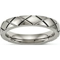thumbnail image 1 of Titanium Polished Criss Cross 4mm Grooved Ring (Size 9) Made In China tb484-9, 1 of 5