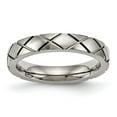 thumbnail image 1 of Titanium Polished Criss Cross 4mm Grooved Ring, 1 of 7