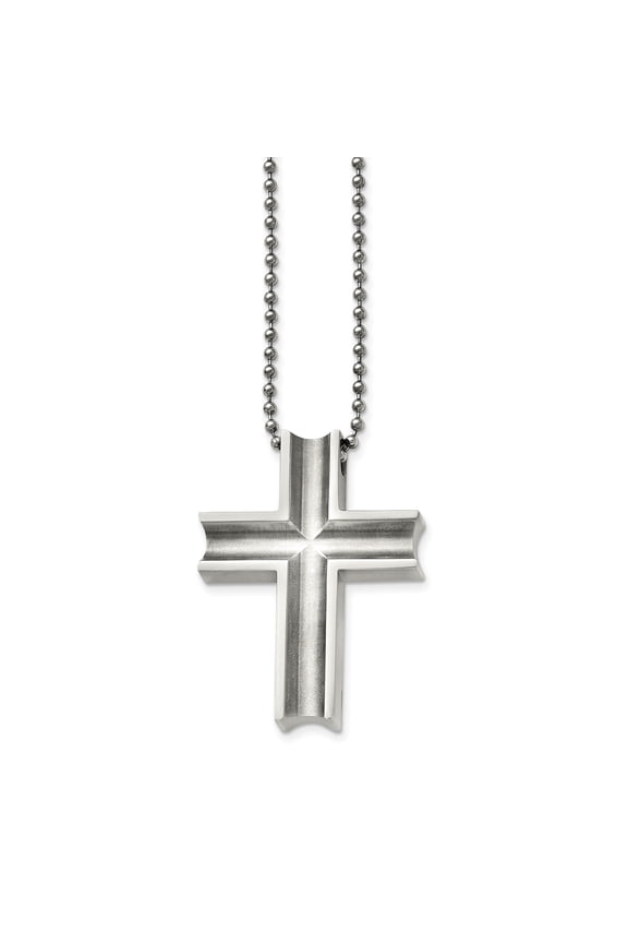 Titanium Polished Cross Necklace