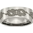 thumbnail image 1 of Titanium Polished Cross With Flames Laser Design 8mm Flat Band (Size 10) Made In China tb3s-10, 1 of 5