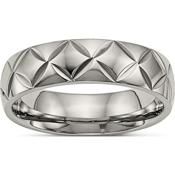 Titanium Polished Diamond Cut 6mm Band (Size 12.5) Made In China tb459-12.5