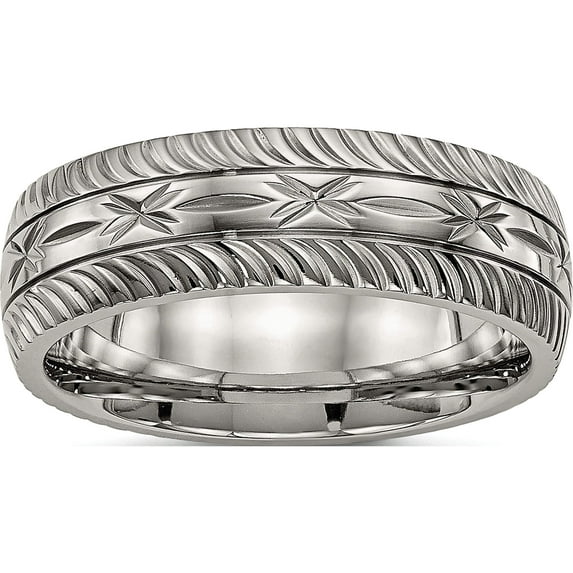 Titanium Polished Diamond Cut 7mm Band (Size 13) Made In China tb462-13