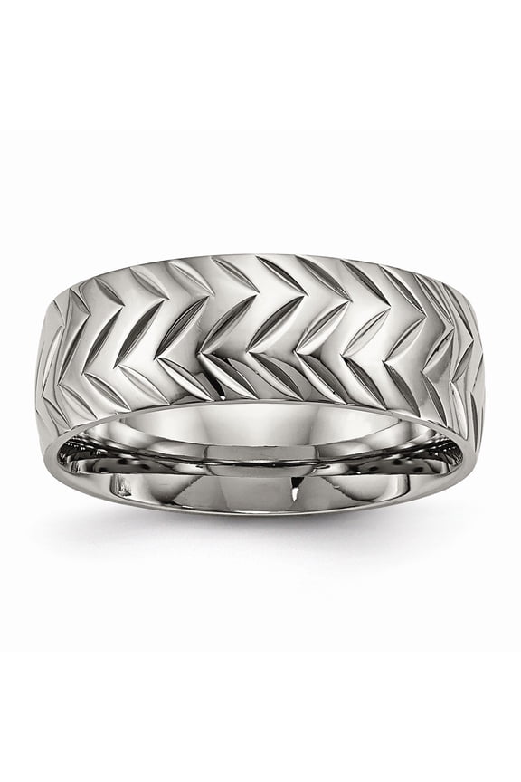 Titanium Polished Diamond Cut Ring Size: 11; for Adults and Teens; for Women and Men