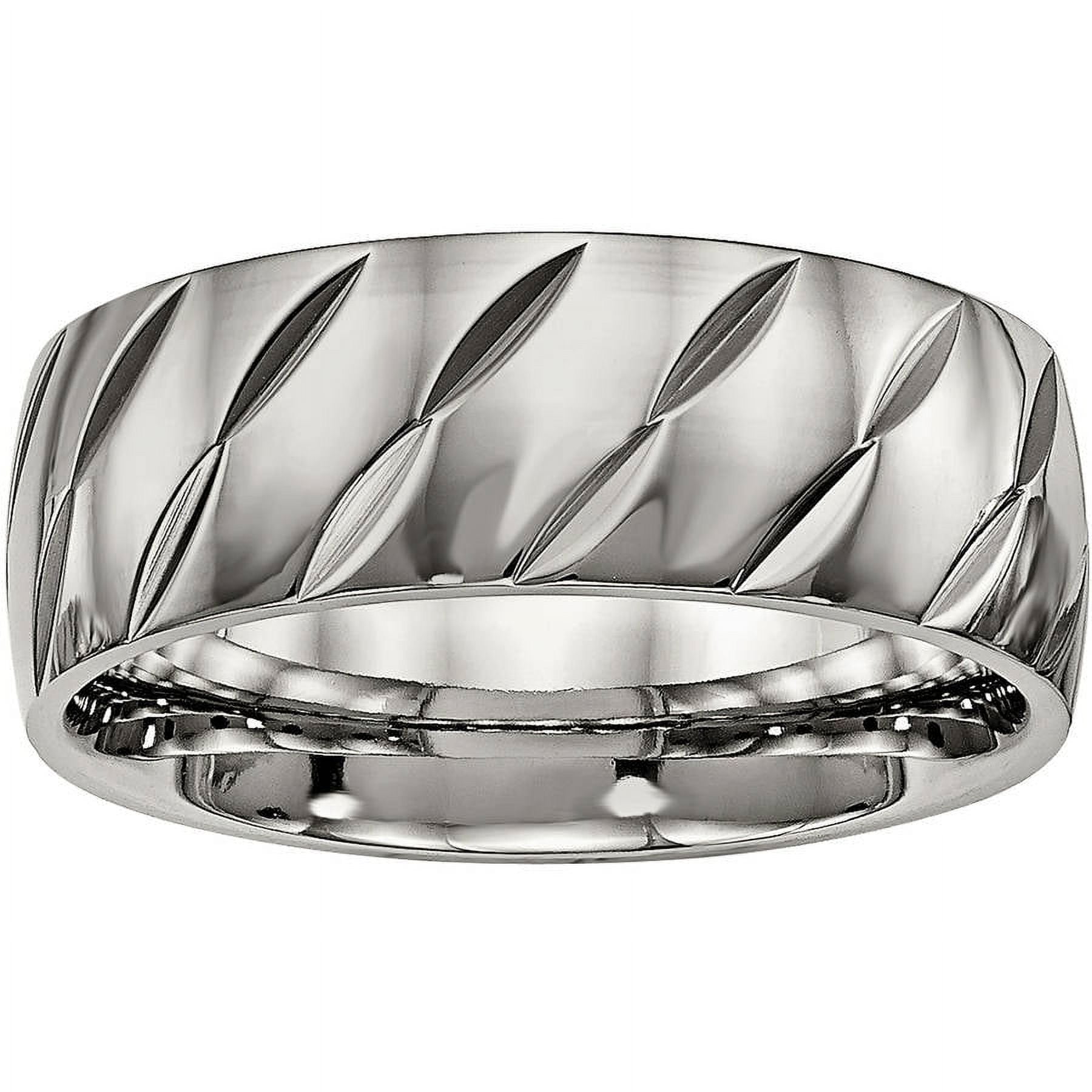 Titanium Polished Diamond Cut Ring
