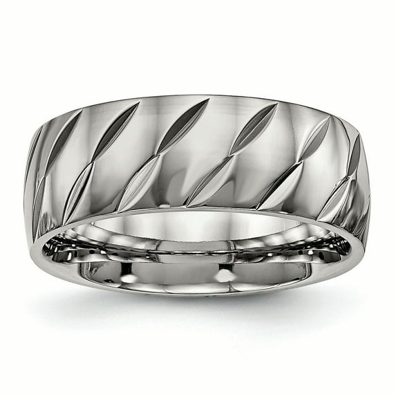 Titanium Polished Diamond Cut Ring