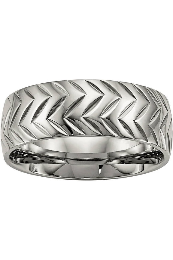 Titanium Polished Diamond Cut Ring