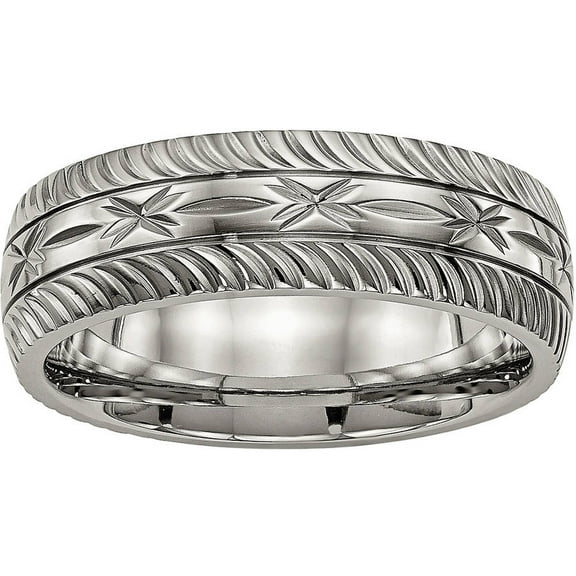 Titanium Polished Diamond Cut Ring