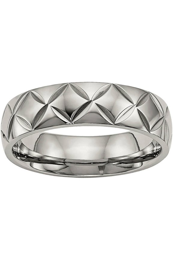 Titanium Polished Diamond Cut Ring