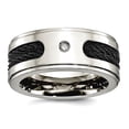 thumbnail image 1 of Titanium Polished Black Cables With Diamond 10mm Band Ring Size 8 Ring for Women and Men - .05 dwt, 1 of 2