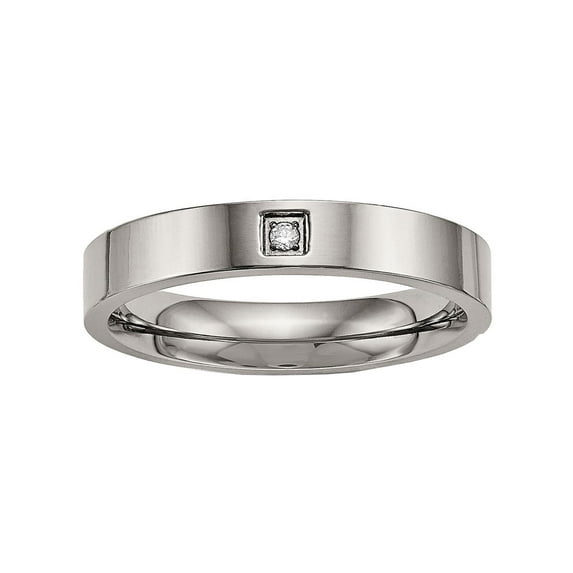 Titanium Polished Flat Comfort Back CZ Ring