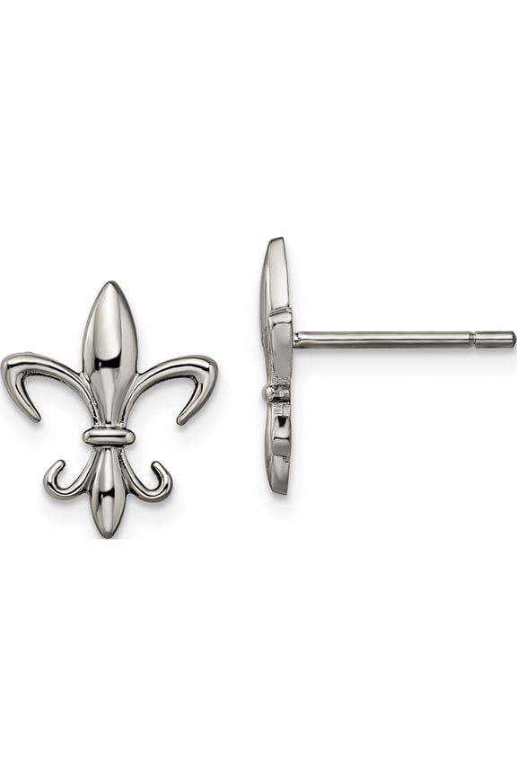 Titanium Polished Fleur De Lis Post Earrings (13 X 11) Made In China tbe100