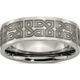 thumbnail image 1 of Titanium Polished Greek Key Laser Design 8mm Flat Band (Size 13) Made In China tb3e-13, 1 of 5