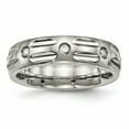 thumbnail image 1 of Titanium Polished Grooved CZ Ring, 1 of 7