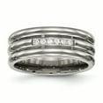 thumbnail image 1 of Titanium Polished Grooved CZ Ring, 1 of 9