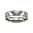 thumbnail image 1 of Titanium Polished Grooved Comfort Back CZ Ring, 1 of 10