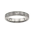 thumbnail image 1 of Titanium Polished Grooved Comfort Back CZ Ring, 1 of 11