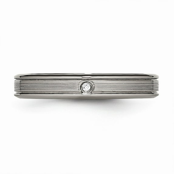 Titanium Polished Grooved Comfort Back CZ Ring