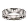 thumbnail image 1 of Titanium Polished Grooved Comfort Back CZ Ring, 1 of 10