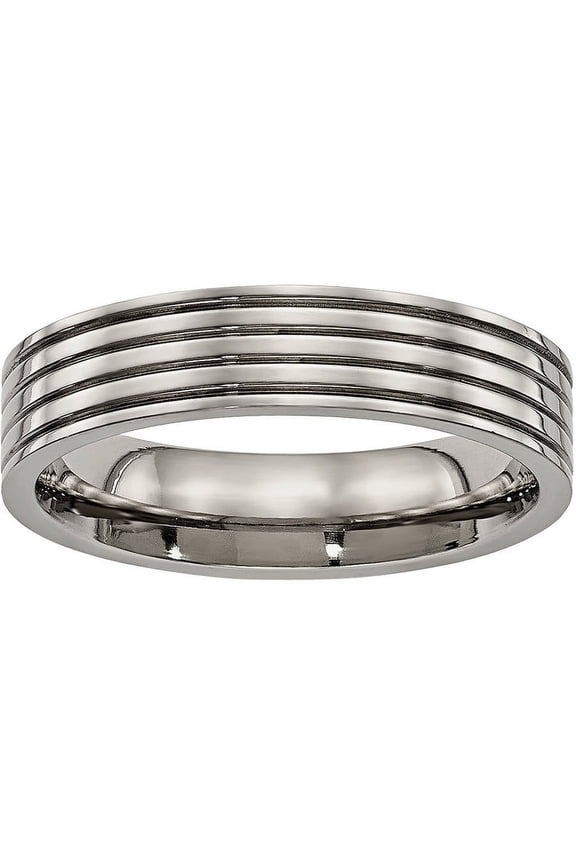 Titanium Polished Grooved Comfort Back Ring