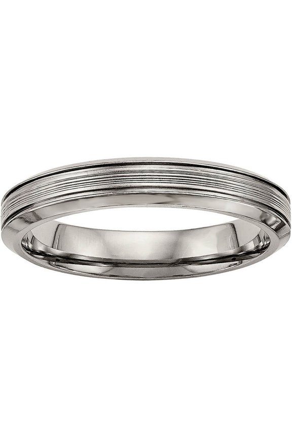 Titanium Polished Grooved Comfort Back Ring