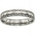 thumbnail image 1 of Titanium Polished Grooved Criss Cross Design Ring, 1 of 8