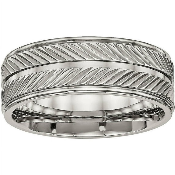 Titanium Polished Grooved Ring