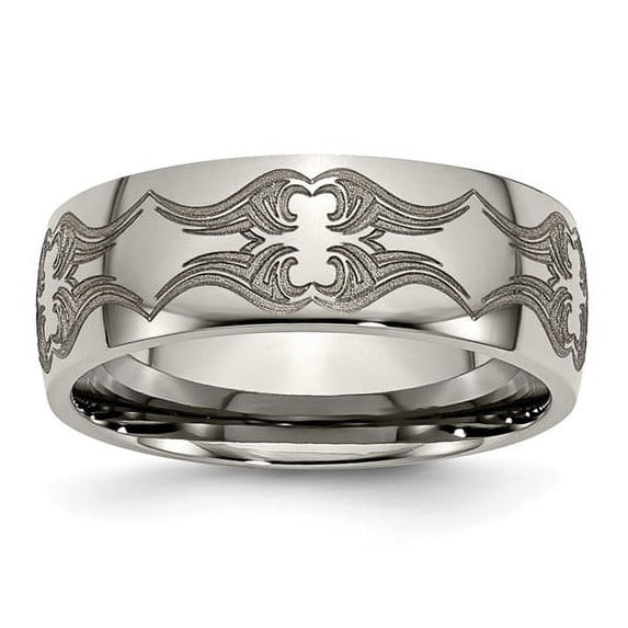 Titanium Polished Laser Design 8mm Band (Size 12) Made In China tb2a-12