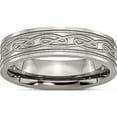 thumbnail image 1 of Titanium Polished Laser Etched 6mm Celtic Knot Flat Band (Size 6) Made In China tb204-6, 1 of 5