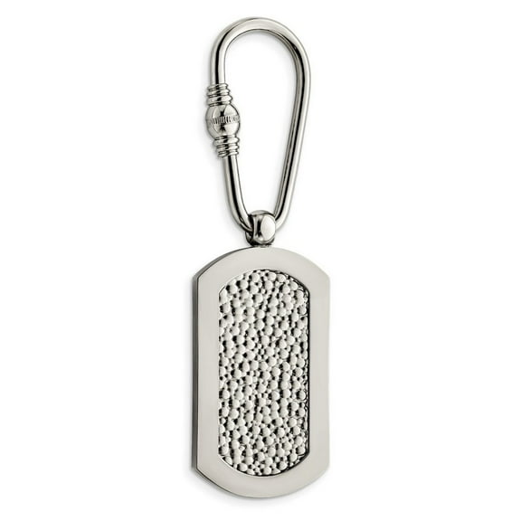 Titanium Polished Pebble Textured Key Ring Measures 24.5mm Wide - Key Chain for Men
