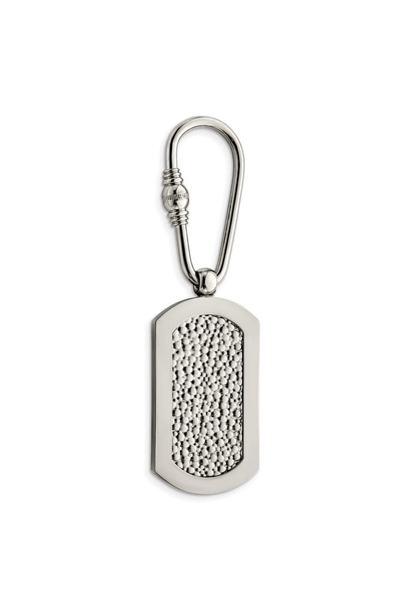 Titanium Polished Pebble Textured Key Ring Measures 24.5mm Wide - Key Chain for Men