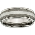 thumbnail image 1 of Titanium Polished /Stone Finish Center Grooved Edge Sterling Inlay Band, 1 of 9