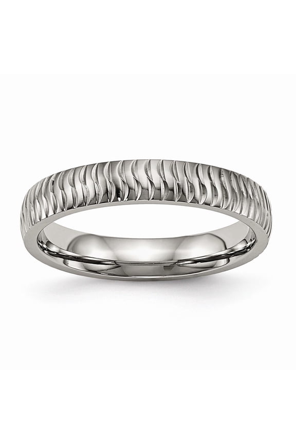 Titanium Polished Textured Ring Size: 13; for Adults and Teens; for Women and Men