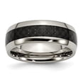 thumbnail image 1 of Titanium Polished With Black Carbon Fiber Inlay 8mm Band (Size 13.5) Made In China tb178-13.5, 1 of 4