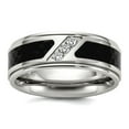 thumbnail image 1 of Titanium Polished With Black Carbon Fiber Inlay and Cubic Zirconia 8mm Band Size 12.5 Ring for Women and Men, 1 of 2