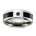 thumbnail image 1 of Titanium Polished With Black Carbon Fiber Inlay and Cubic Zirconia 8mm Band Size 8 Ring for Women and Men, 1 of 2