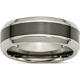 thumbnail image 1 of Titanium Polished With Black Ceramic Center 8mm Beveled Band (Size 11.5) Made In China tb384-11.5, 1 of 4