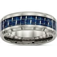 thumbnail image 1 of Titanium Polished With Blue Carbon Fiber Inlay 8mm Beveled Edge Band (Size 7.5) Made In China tb479-7.5, 1 of 5