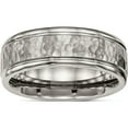 thumbnail image 1 of Titanium Polished With Satin Hammered Center 8mm Grooved Band (Size 8.5) Made In China tb480-8.5, 1 of 5
