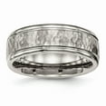 thumbnail image 1 of Titanium Polished With Satin Hammered Center Grooved Ring Size: 9; for Adults and Teens; for Women and Men, 1 of 6
