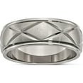 thumbnail image 1 of Titanium Polished X-Design 8mm Satin Center Ridged Edge Band (Size 10) Made In China tb332-10, 1 of 5