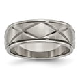 thumbnail image 1 of Titanium Polished X-Design 8mm Satin Center Ridged Edge Band, 1 of 10