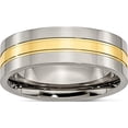 thumbnail image 1 of Titanium Polished Yellow Ip-Plated 7mm Grooved Band (Size 5.5) Made In China tb176-5.5, 1 of 5
