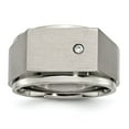 thumbnail image 1 of Titanium Polished and Brushed CZ Signet Ring Size: 11; for Adults and Teens; for Women and Men, 1 of 7