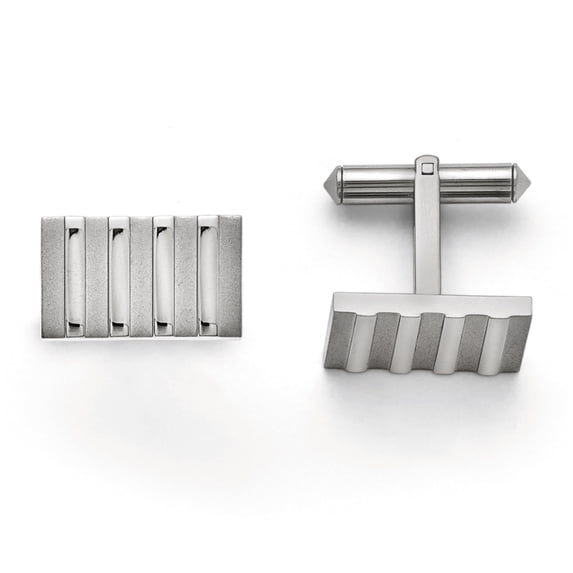 Titanium Polished and Brushed Stripes Cuff Links