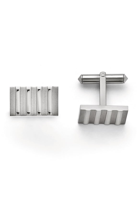 Titanium Polished and Brushed Stripes Cuff Links